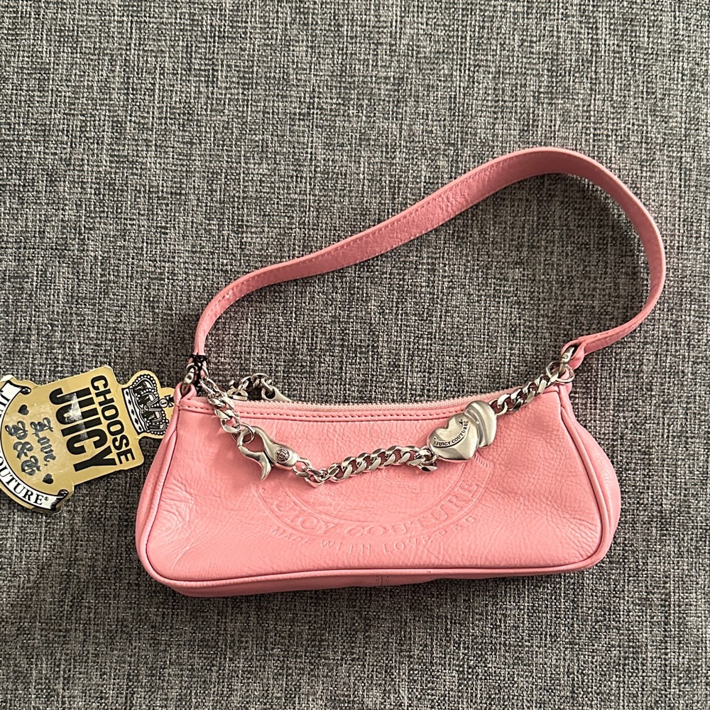 Juicy Couture Light Pink Shoulder Bag with Silver Chain